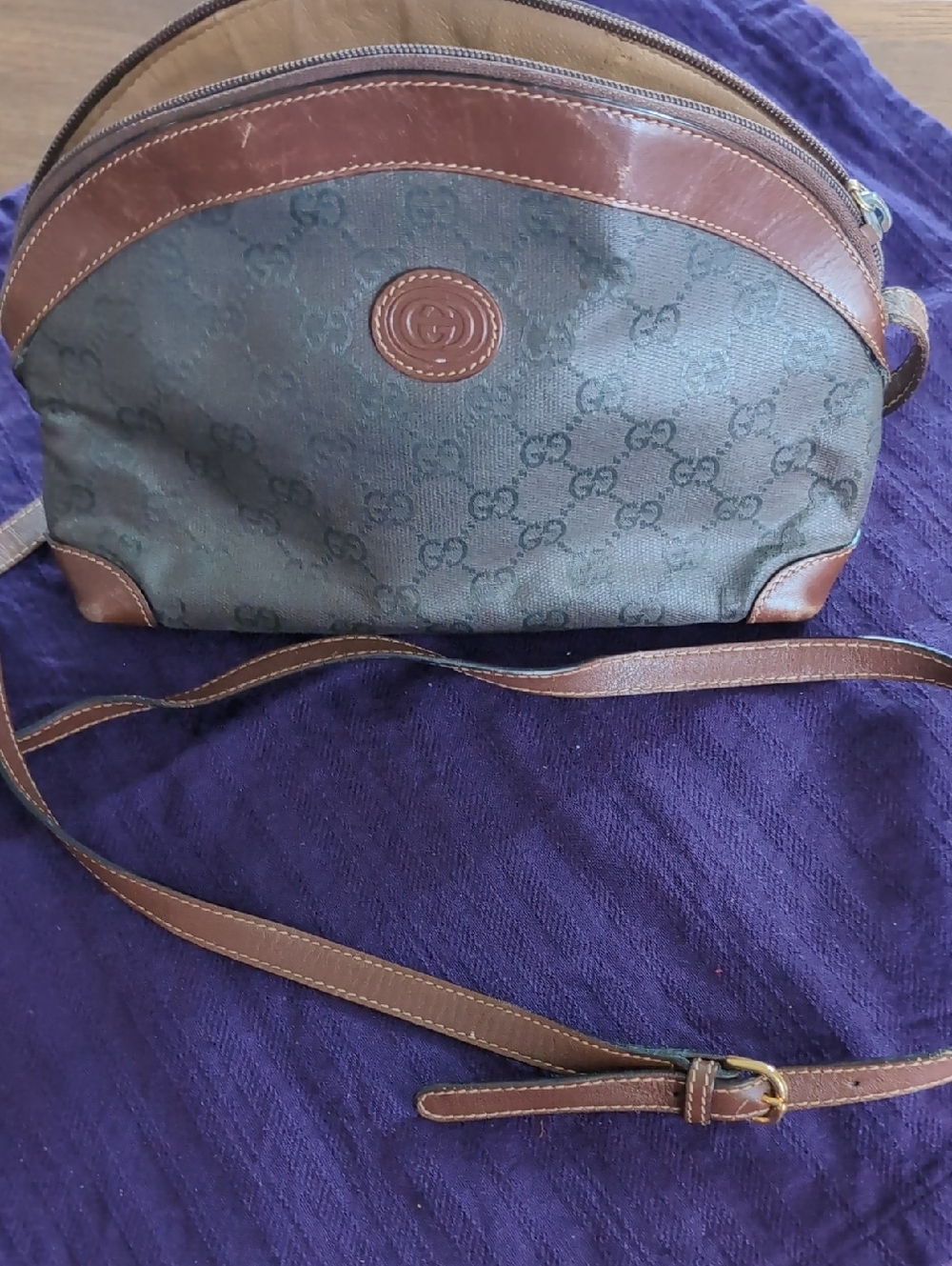 Gucci Brown and Black GG Monogram Crossbody/ Shoulder Bag
